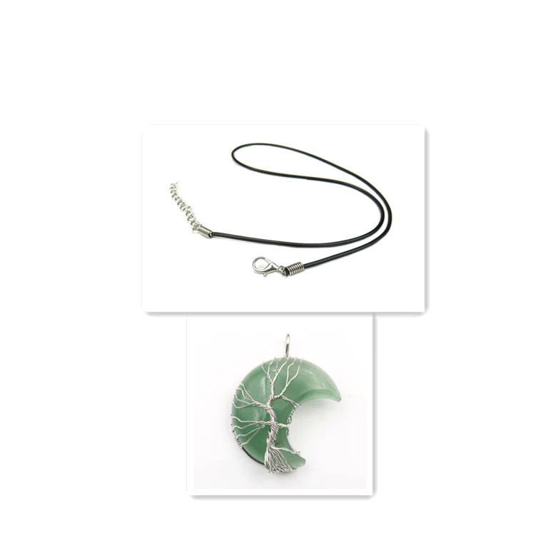 Moon Crystal Tree of Life Pendant Necklace Accessories - Image 7