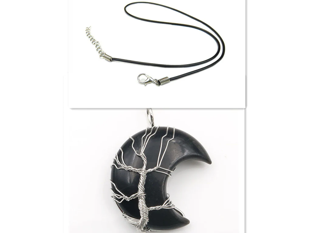 Moon Crystal Tree of Life Pendant Necklace Accessories - Image 9